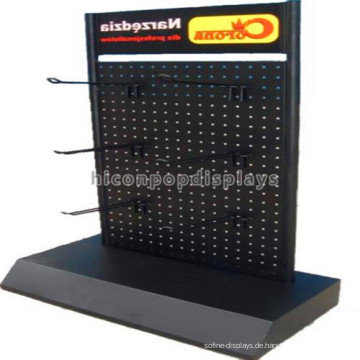 Benutzerdefiniertes Markenlogo Schwarz Metall Mobile Shop Handyhülle Werbe Pegboard Thekendisplay